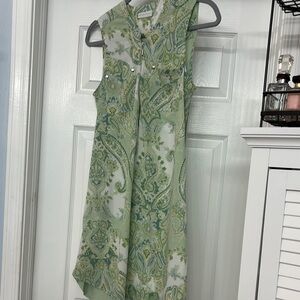 Green Paisley Sleeveless Dress